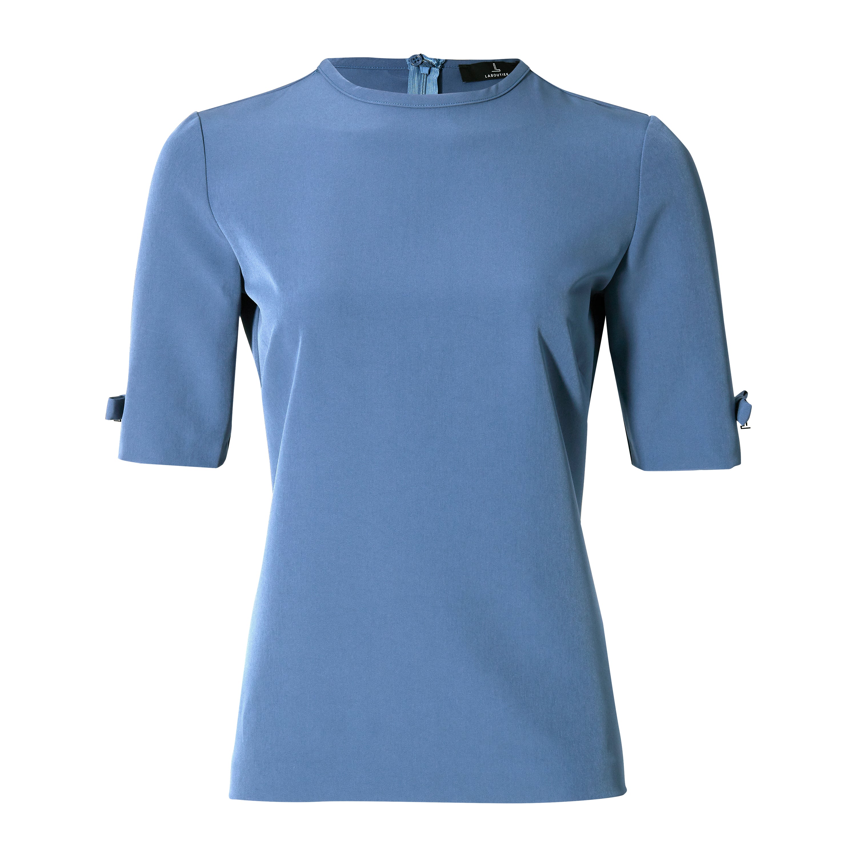 CLEAN TEE WITH BOWS - ocean blue