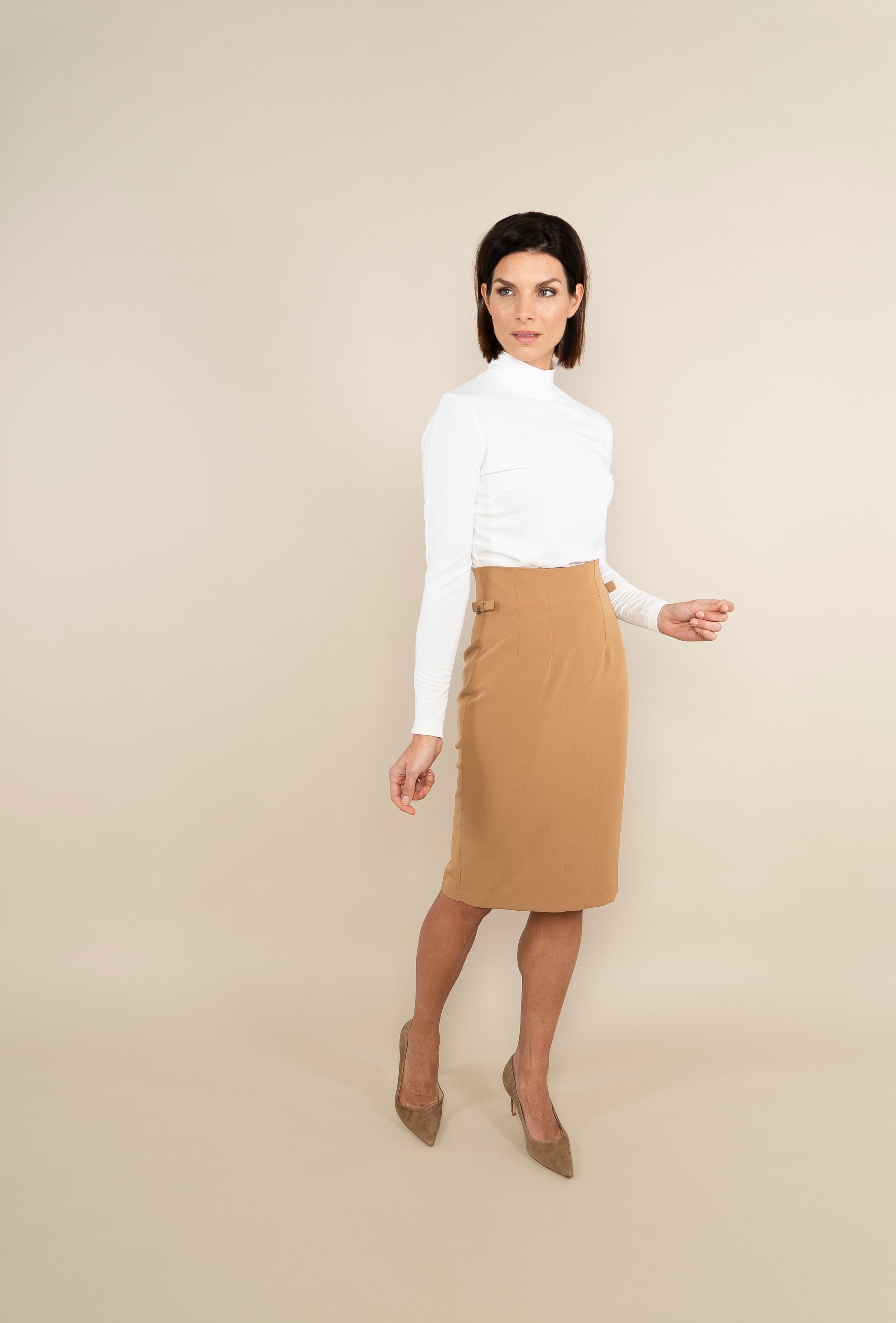 - PENCIL SKIRT - camel