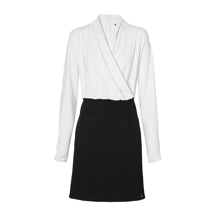THE WRAPAROUND DRESS - black and off-white