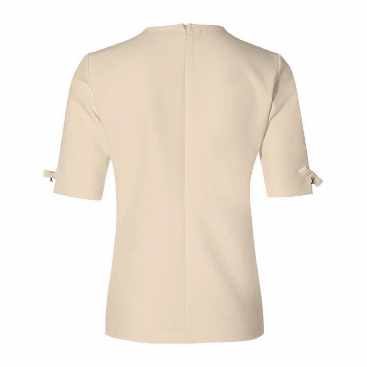 - CLEAN TEE WITH BOWS - sand