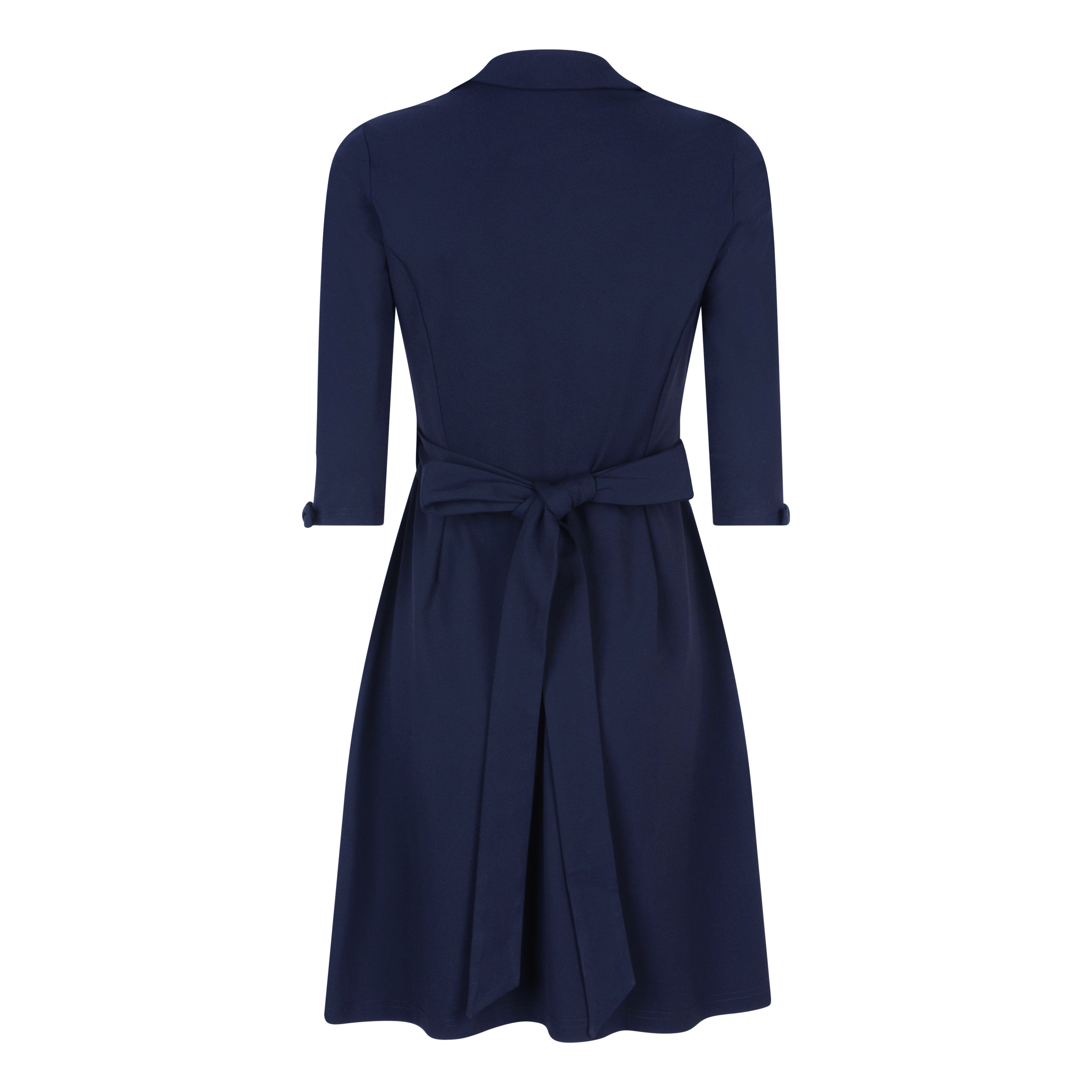 DIANA TRAVEL DRESS WITH BOWS - navy blue