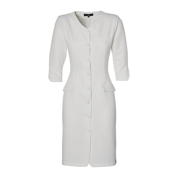 THE BUTTON DRESS -  off white