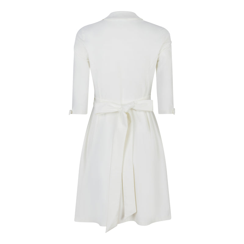 DIANA TRAVEL DRESS WITH BOWS - off white