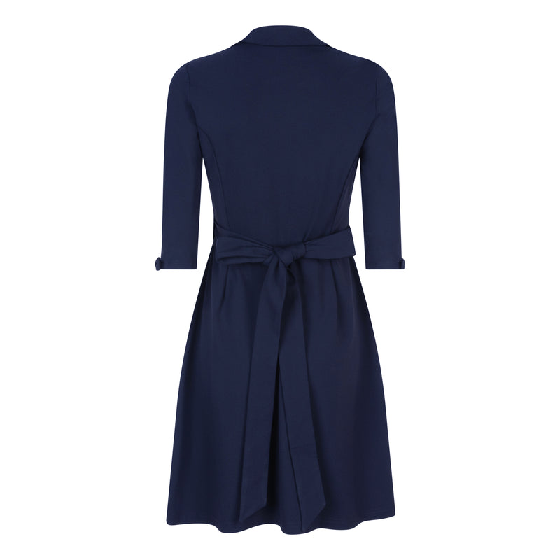 DIANA TRAVEL DRESS WITH BOWS - navy blue