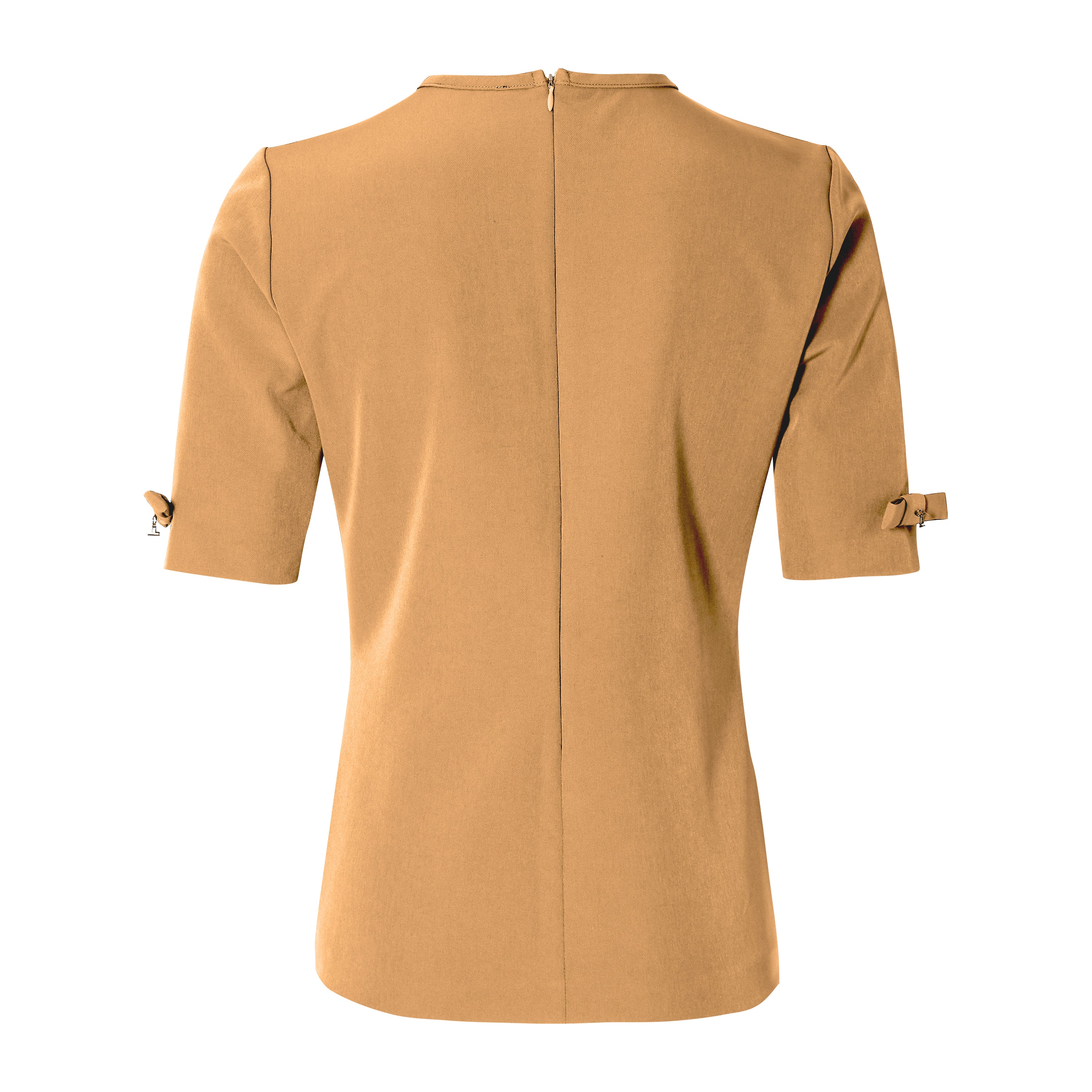 - CLEAN TEE WITH BOWS - camel