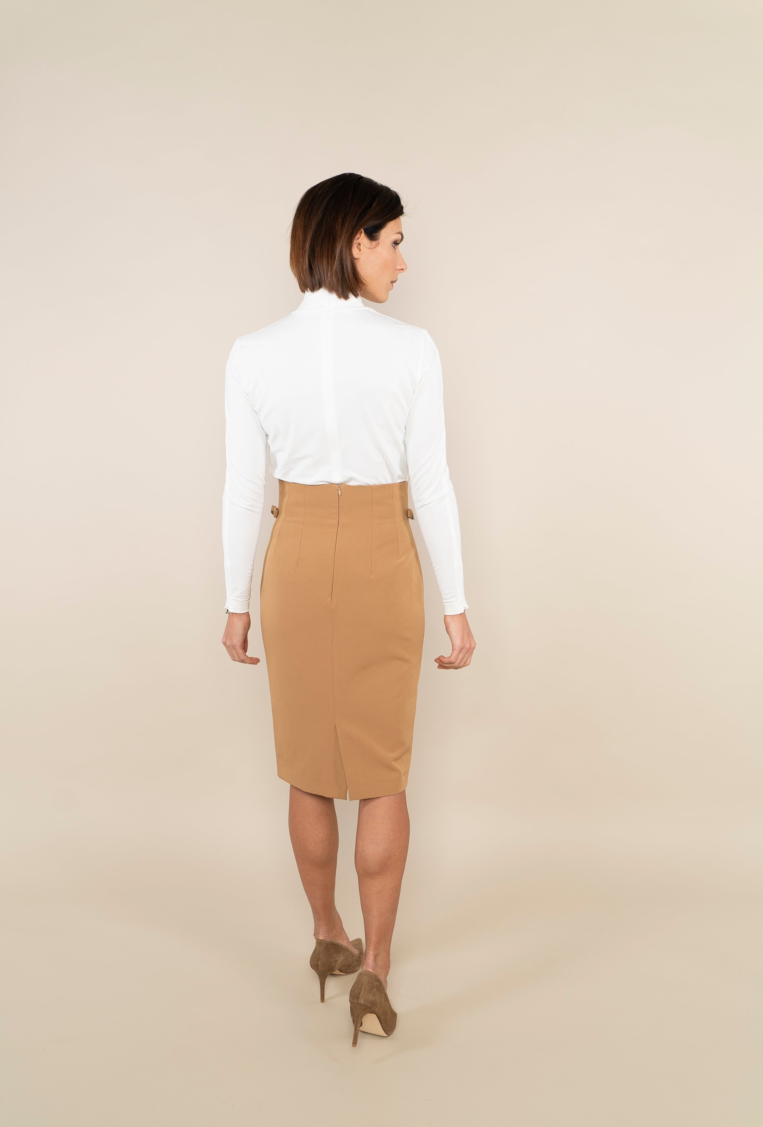 - PENCIL SKIRT - camel