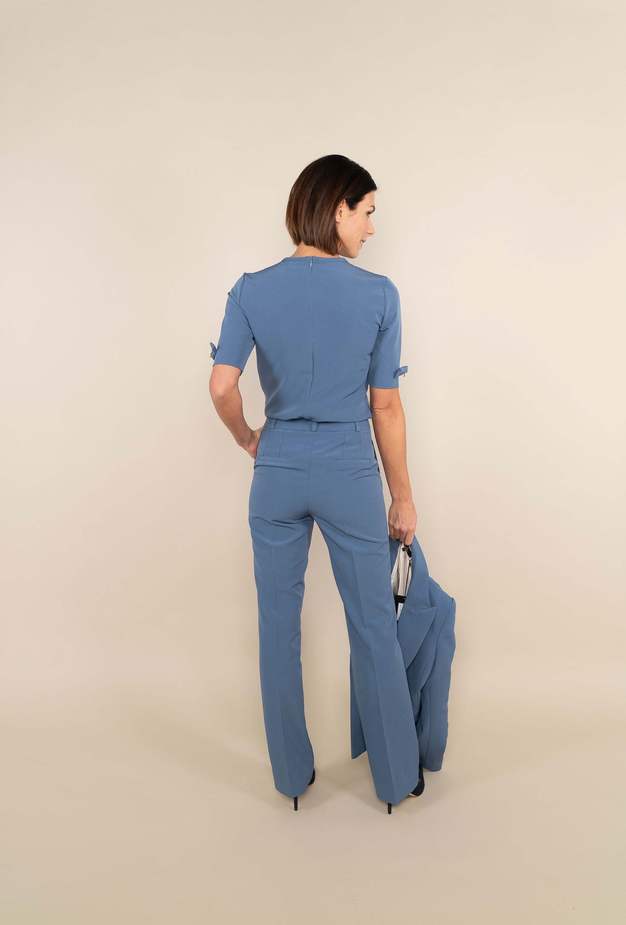 CLEAN TEE WITH BOWS - ocean blue