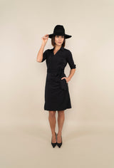 DIANA TRAVEL DRESS WITH BOWS - black