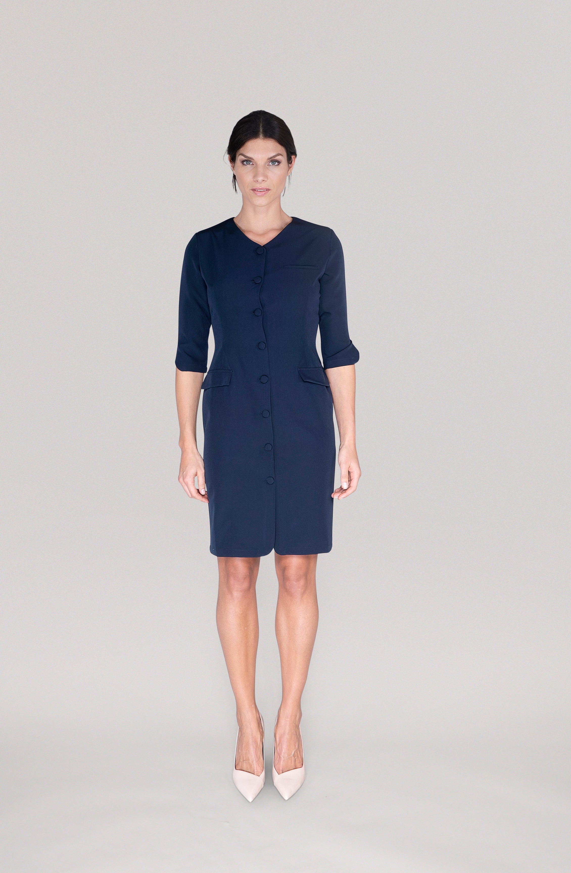 THE BUTTON DRESS - navy blue