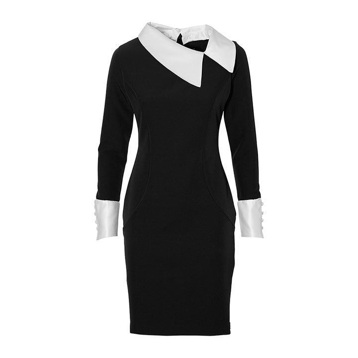 THE REMOVABLE COLLAR DRESS - black and white