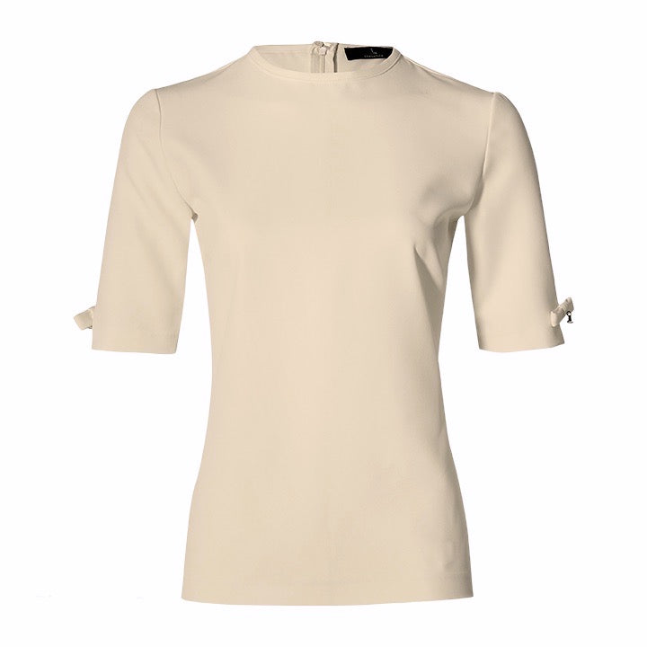 - CLEAN TEE WITH BOWS - sand