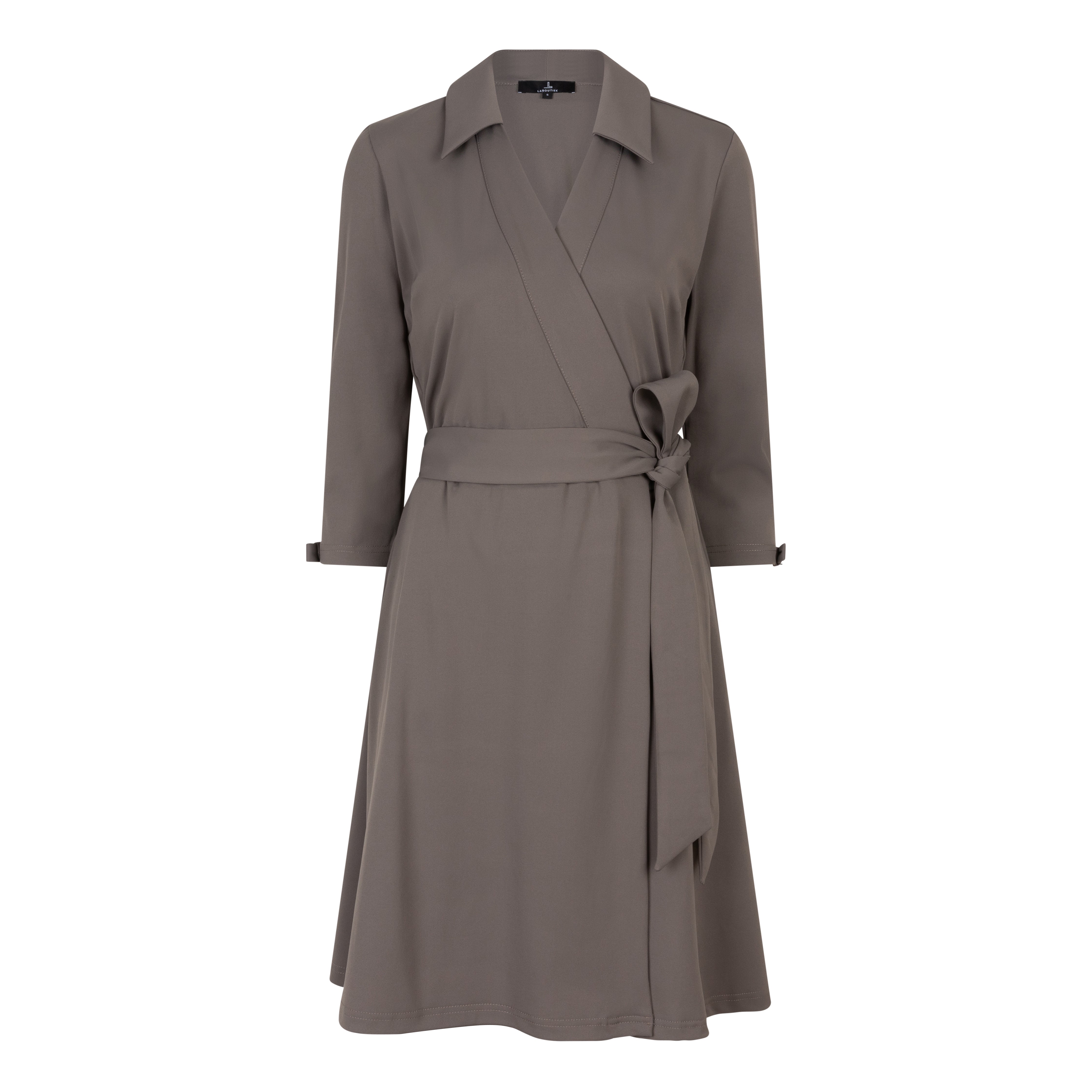 DIANA TRAVEL DRESS WITH BOWS - taupe