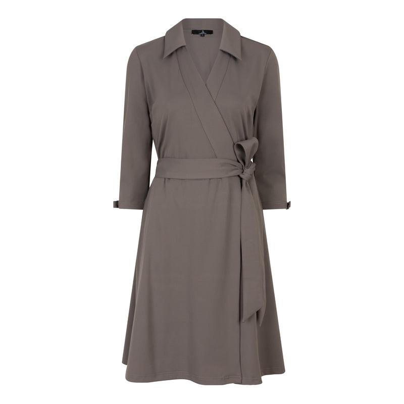 DIANA TRAVEL DRESS WITH BOWS - taupe