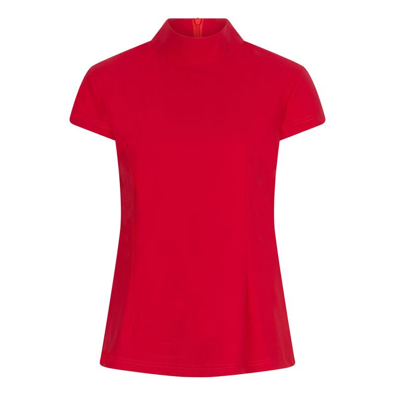 DONNA CAP SLEEVE TRAVEL TOP - red