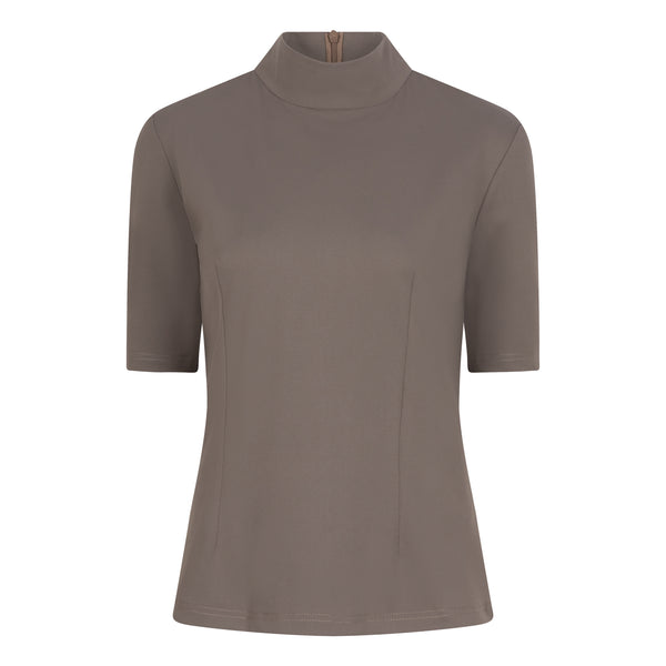 DONNA SHORT SLEEVE TRAVEL TOP - taupe