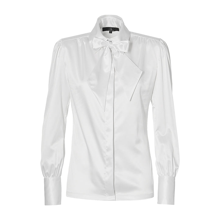 THE BLOUSE with detachable bow - white