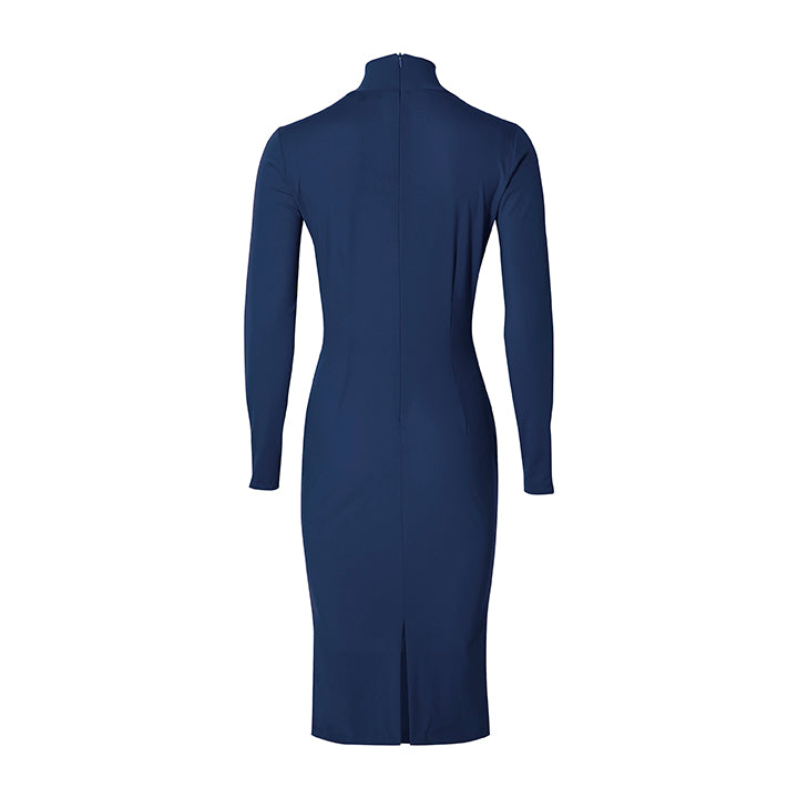 TRAVEL TURTLENECK DRESS LONG SLEEVE - dark blue