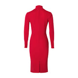 TRAVEL TURTLENECK DRESS LONG SLEEVE - red