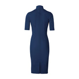 TRAVEL TURTLENECK DRESS SHORT SLEEVE - dark blue
