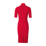 TRAVEL TURTLENECK DRESS SHORT SLEEVE - red