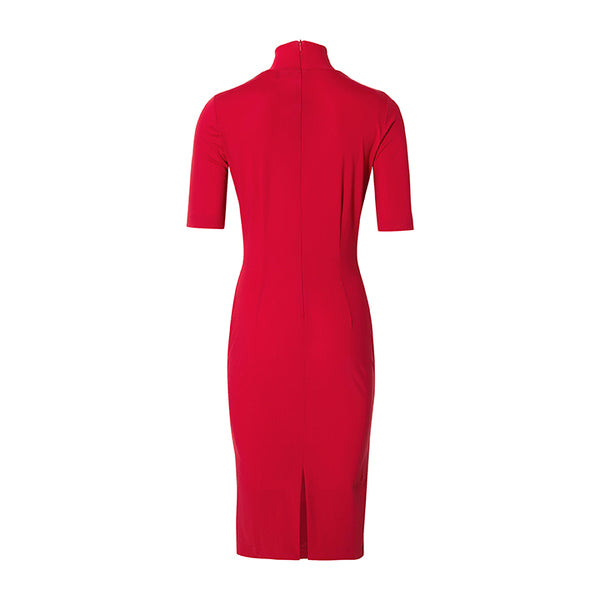 TRAVEL TURTLENECK DRESS SHORT SLEEVE - red