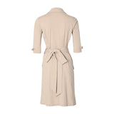 OVERLAP DRESS WITH BOWS - beige