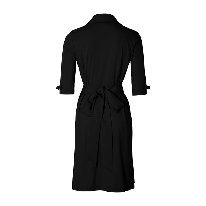 OVERLAP DRESS WITH BOWS - black