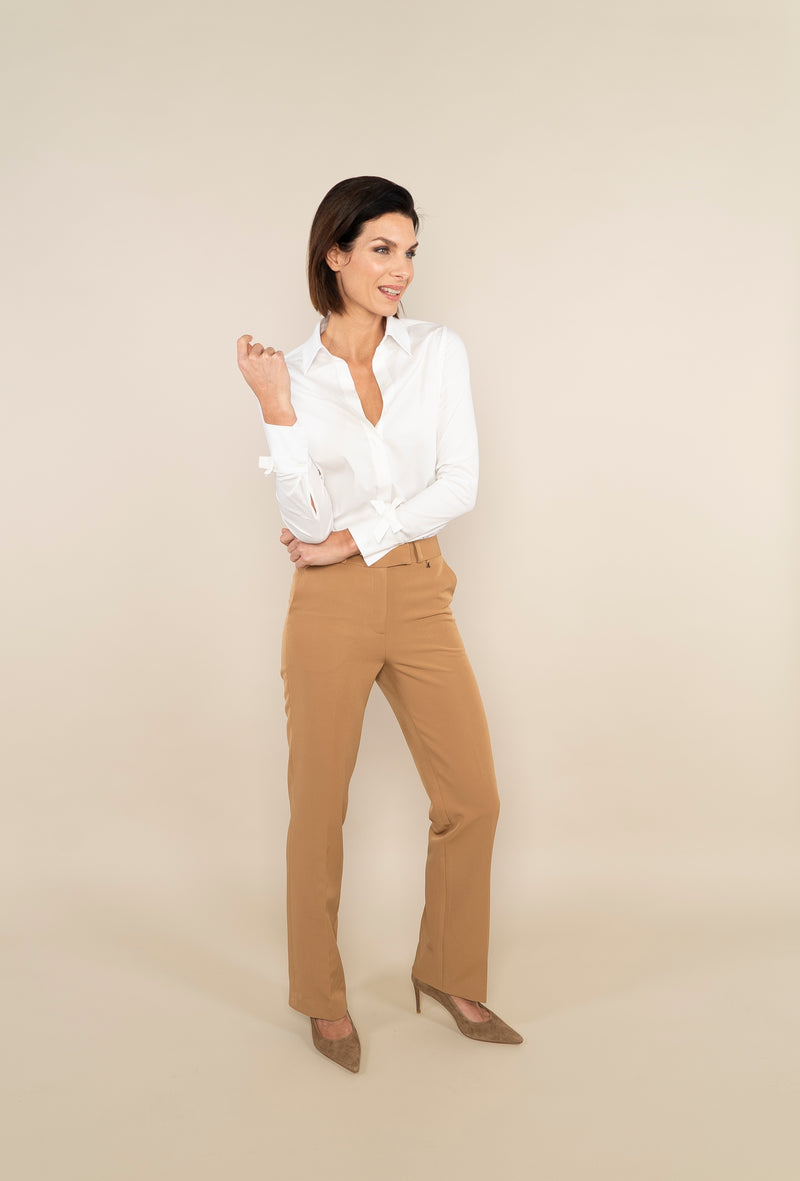 BODY STRETCH BLOUSE with bows - white