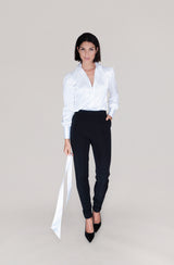 THE BLOUSE with detachable bow - white
