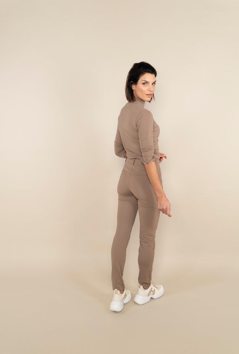 TRAVEL TURTLENECK TOP LONG SLEEVE - taupe