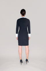 THE DETACHABLE COLLAR DRESS -  black and white