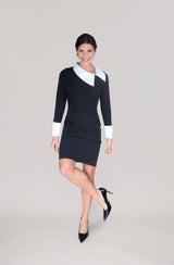 THE DETACHABLE COLLAR DRESS -  black and white