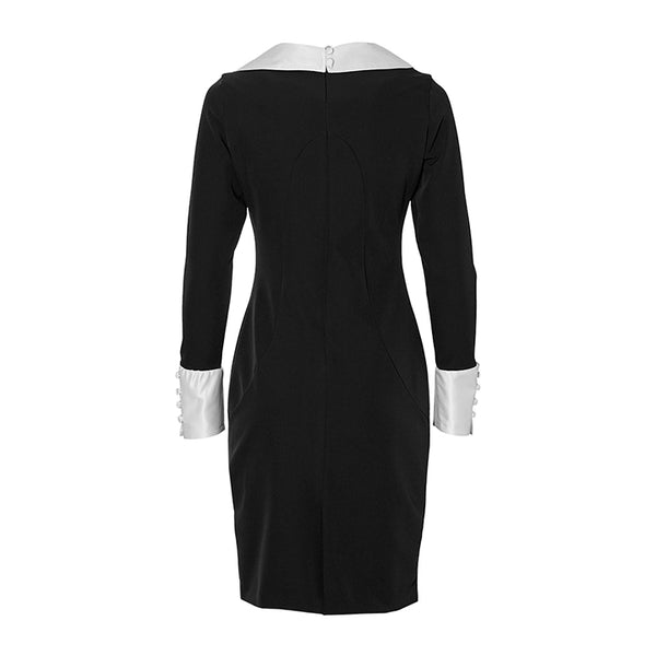 THE DETACHABLE COLLAR DRESS -  black and white