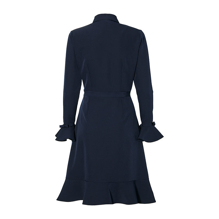 THE DRESS WITH BOWS- navy blue