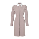 THE COLLAR DRESS - nude /off white collar