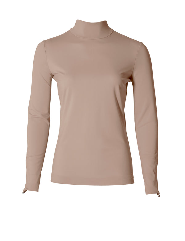 TRAVEL TURTLENECK TOP LONG SLEEVE - taupe