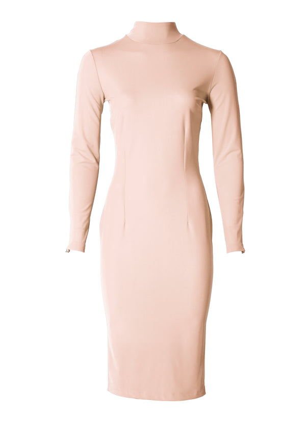 TRAVEL TURTLENECK DRESS LONG SLEEVE - light pink